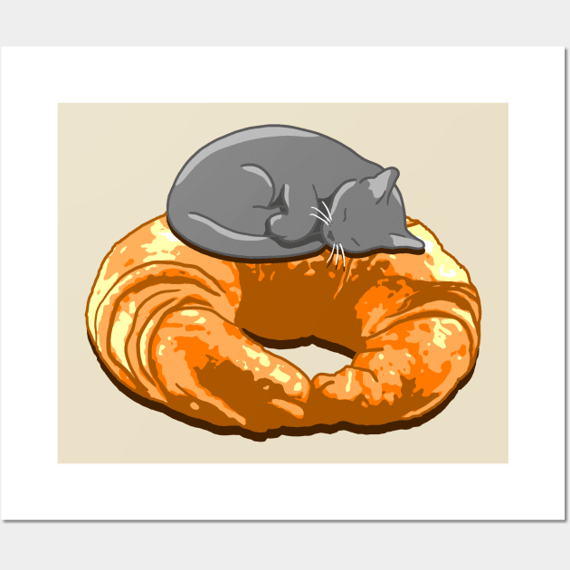 Croissant Grey Cat Wall Art by CCDesign